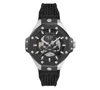 Philipp Plein Keleton Royal Plein - Reloj analógico automático para hombre (silicona), Plateado/Negro - Pwpfa0824, Correa
