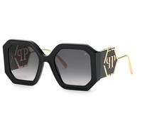 Philipp Plein Mujer SPP067 PLEIN DIVA 700 Gafas de sol Acetato Negro Gris Geométrico Normal Sombreado