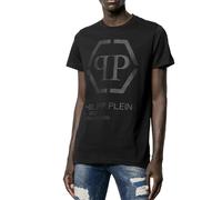 Philipp Plein Oro Corte Edición Limitada Camiseta Logo Ronda Cuello Top New 3XL