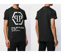 Philipp Plein Oro Corte Edición Limitada Camiseta Logo Ronda Cuello Top Nueva L