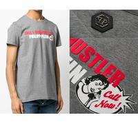 Philipp Plein Platinium Cut CALL HUSTLER Logo Camiseta Cuello Redondo Nueva L
