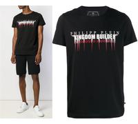 Philipp Plein Platinium Cut Camiseta Logo De Declaración Cuello Redondo Nueva XL