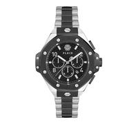 Philipp Plein Plein Chrono Royal Collection Reloj de lujo para hombre con correa bicolor y caja con esfera negra, Negro, Negro, OS, Philipp Plein | Plein Chrono Royal