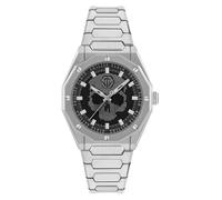 Philipp Plein Plein Deluxe - Reloj analógico de cuarzo para hombre, acero inoxidable, plateado / negro