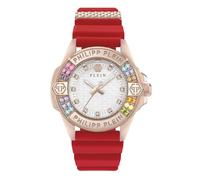 Philipp Plein Plein Majesty - Reloj analógico de Cuarzo para Mujer, Rojo, Correa