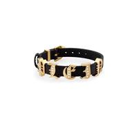 Philipp Plein Pulsera de mujer de acero inoxidable IP oro cuero Lettering PJ1AA22BU
