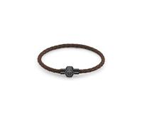 Philipp Plein Pulsera para hombre de acero inoxidable con espalda IP de piel, color marrón Plein Tag PJ0AA22BS