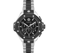 Philipp Plein Plein Chrono Royal Collection Reloj de lujo para hombre con correa bicolor y caja con esfera negra, Negro, Negro, OS, Philipp Plein | Plein Chrono Royal