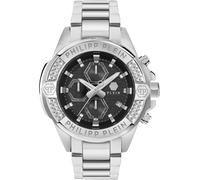 Philipp Plein Reloj analógico de cuarzo para hombre The $Kull Chrono, Plata/plata/negro- Pwwfa0425