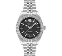 Philipp Plein Plein ICON Chain - Reloj analógico de cuarzo para hombre (acero inoxidable), Plateado/Negro - Pwzfa0125