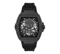 Philipp Plein Reloj automático para hombre The $KELETON Frosted silicona, Negro/Negro-Pwjfa1125