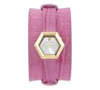 Philipp Plein Reloj analógico de Cuarzo LA Jungle DE Plein de Piel para Mujer, Rosa., Correa