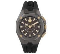 Philipp Plein Reloj analógico de Cuarzo para Hombre, crono, octágono, Silicona, Negro, OS, Philipp Octogonal Completo