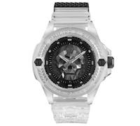Philipp Plein Reloj analógico de Cuarzo para Hombre, de Silicona sintética, Blanco, Moderno