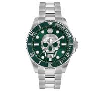 Philipp Plein Reloj analógico de Cuarzo para Hombre The $Kull Diver, Plata Verde - Pwoaa0622, OS, Pulsera