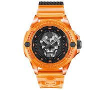 Philipp Plein Reloj analógico de Cuarzo para Hombre, Unisex, de Silicona, Naranja, Correa