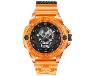 Philipp Plein Reloj analógico de Cuarzo para Hombre, Unisex, de Silicona, Naranja, Correa