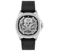 Philipp Plein Reloj automático para Hombre $KELETON $PECTRE, Plata/Plata/Silkon - Pwraa0123, Correa