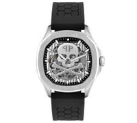Philipp Plein Reloj automático PWRAA0123 Alta cónica Esqueleto Correa silicona negra