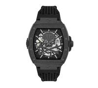 Philipp Plein Reloj automático para hombre The $KELETON Frosted silicona, Negro/Negro-Pwjfa1125
