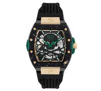 Philipp Plein Reloj automático para hombre The $KELETON 2.0 IP-Black Negro Silicona PWJFA0325