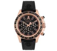 Philipp Plein Reloj crono de Cuarzo para Hombre Nobil Racing Silicona, Oro rosa/Negro-Pwvaa0623, Correa