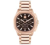 Philipp Plein Reloj PECTRE Chrono – Cronógrafo de cuarzo, correa acero inox, oro rosa/marrón