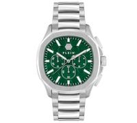 Philipp Plein Reloj crono de Cuarzo para Hombre $PECTRE Chrono, Plata/Verde/Acero Inoxidable - Pwsaa0223, Pulsera
