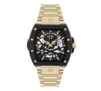 Philipp Plein Collection Reloj de lujo para hombre con correa dorada y esfera negra, Negro, OS, Philipp Plein | El $keleton, Negro, OS, Philipp Plein | Le $keleton, negro, OS, Philipp Completo | El