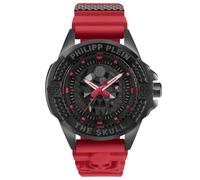 Philipp Plein Reloj unisex analógico de cuarzo The $Kull silicona, Sw/Red - Pwaaa2424, Correa