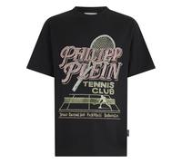 Philipp Plein - Round Neck T-Shirt Tennis Club Strass - Tops - Hombre - Negro - L -