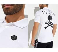 PHILIPP PLEIN Skull Polo Shirt Polohemd Leather PP Hexagon Patch Camisa Del