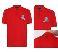 PHILIPP PLEIN Skull Polo Shirt Polohemd Leather PP Hexagon Patch Camisa M