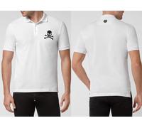 PHILIPP PLEIN Skull Polo Shirt Polohemd Leather PP Hexagon Patch Camisa Talla XL
