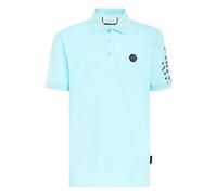 Philipp Plein - Slim Fit Polo Shirt SS Skull&Bones - Tops - Hombre - Azul - 3XL -