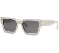 Philipp Plein Hombre SPP005V PLEIN BRAVE SHADE 06VC Gafas de sol Acetato Blanco Fumar Cuadrada Normal