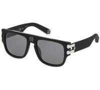 Philipp Plein Hombre SPP011V PLEIN PURE PLEASURE LONDON 703X Gafas de sol Acetato Negro Fumar Cuadrada Normal Espejo