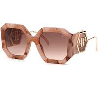 Philipp Plein Mujer SPP067 PLEIN DIVA 06Z8 Gafas de sol Acetato Rosa Marrón Cuadrada Normal Sombreado