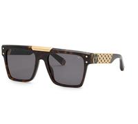 Philipp Plein Unisex SPP080 PLEIN BADGE ! 722 Gafas de sol Acetato la Habana Gris Cuadrada Normal