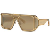 Philipp Plein Hombre SPP096M PLEIN REVOLUTION 400G Gafas de sol Inyectado Oro Marrón Máscara Normal Espejo