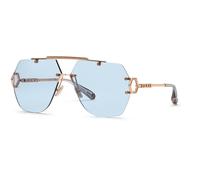 Philipp Plein Unisex SPP111 PLEIN SLEEK 8FCF Gafas de sol Metal Oro Azul Geométrico Fotocromático