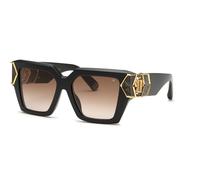 Philipp Plein Mujer SPP135M PLEIN HERA 700Y Gafas de sol Acetato Negro Marrón Cuadrada Normal Sombreado