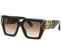 Philipp Plein Mujer SPP135M PLEIN HERA 700Y Gafas de sol Acetato Negro Marrón Cuadrada Normal Sombreado