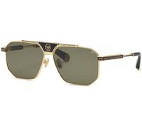 Philipp Plein Hombre SPP152V PLEIN LEGACY 302 Gafas de sol Metal Oro Verde Geométrico Normal