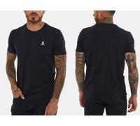 PHILIPP PLEIN T-Shirt Stretch Comfort Algodón Con Logo Toten Skull Nuevo S Azul
