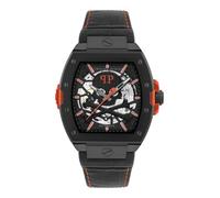 Philipp Plein Reloj automático para hombre The $KELETON 2.0, negro y naranja