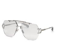 Philipp Plein Unisex SPP111 PLEIN SLEEK 579F Gafas de sol Metal Paladio Plata Geométrico Fotocromático Espejo