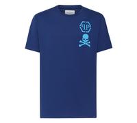 Philipp Plein - V-Neck T-Shirt Logo Skull - Tops - Hombre - Azul - M -