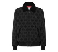 Philipp Plein - Wool Aviator Bomber with Shearling Collar Monogram - Jackets - Hombre - Negro - L -