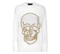 Philipp Plein - Wool Pullover Round Neck LS - Knitwear - Mujer - Blanco - XS -